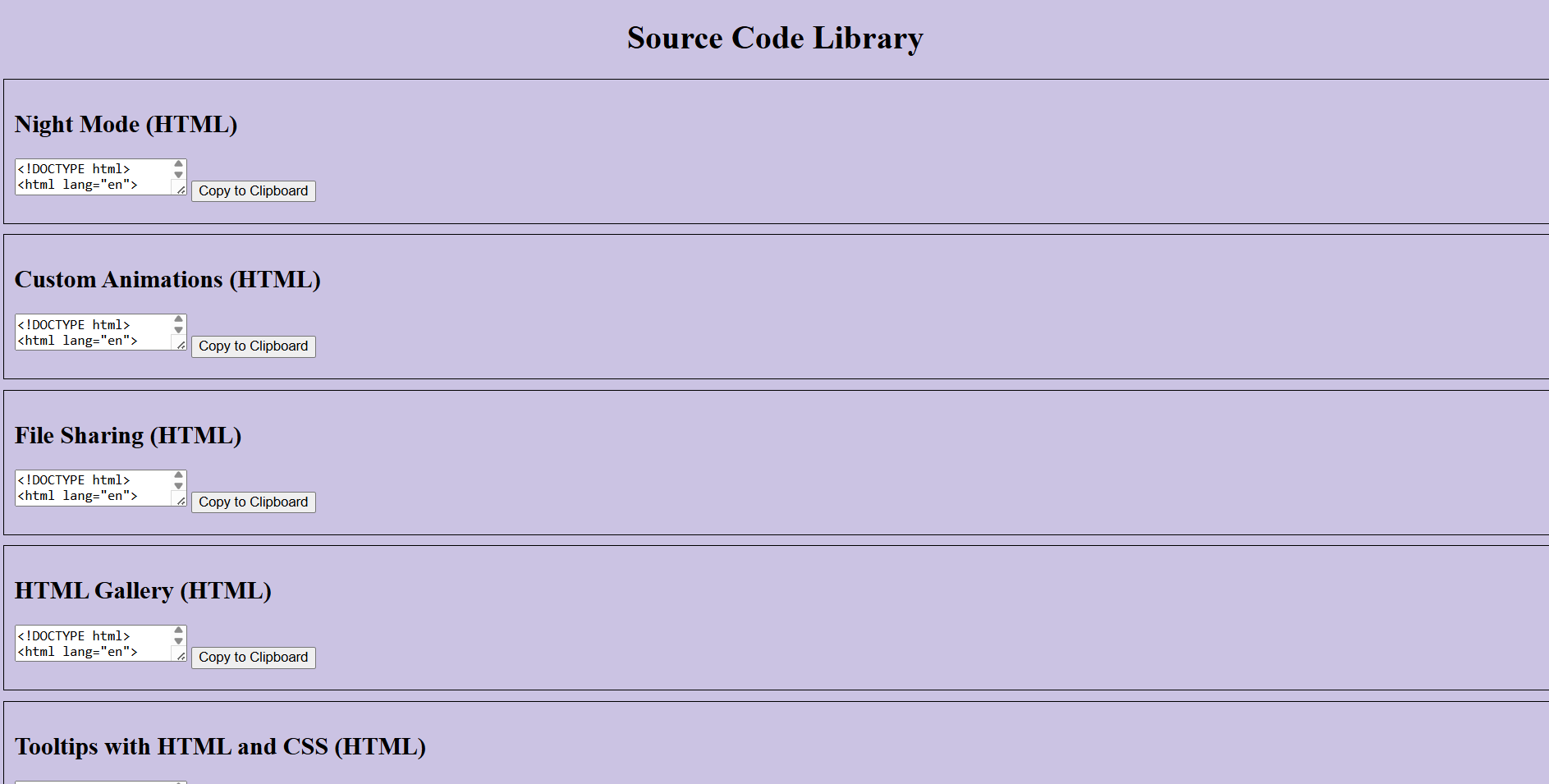 Code Library screenshot